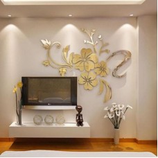 Art Wall Sticker   Home Decal  3D Mirror Flower Living Room Acrylic Mural   273001488327